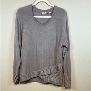 ATHLETA‎ WOMENS SIZE LARGE GRAY SERENITY CRISS CROSS LONG SLEEVE SHIRT